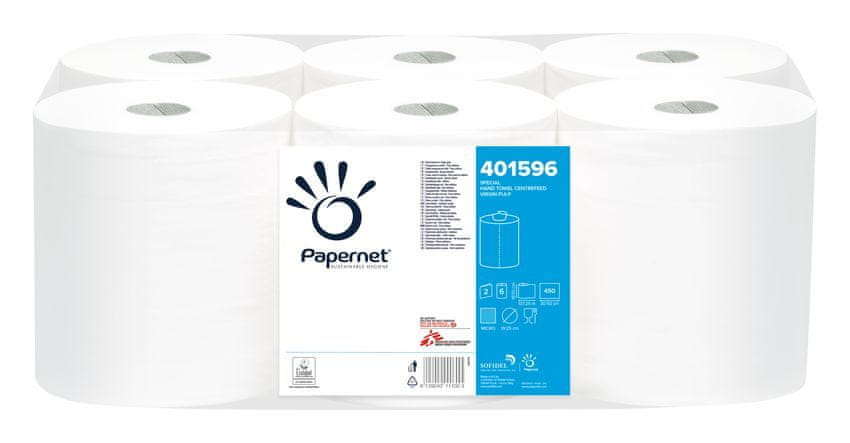 Papernet papierové uteráky v rolke centrefeed, 2 vrstvy, celulóza - 6 ks
